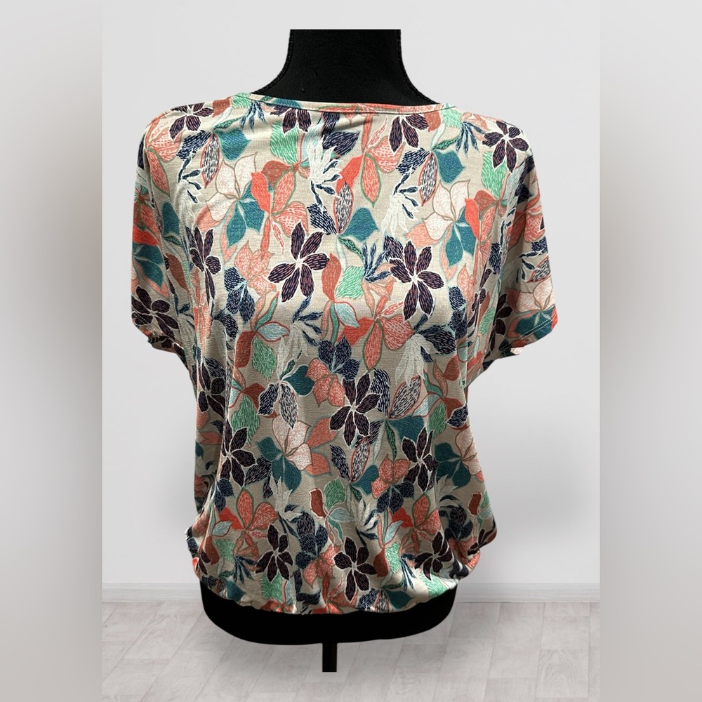 Sew In Love - Cream Floral Top with Black lace Open back - Size S
